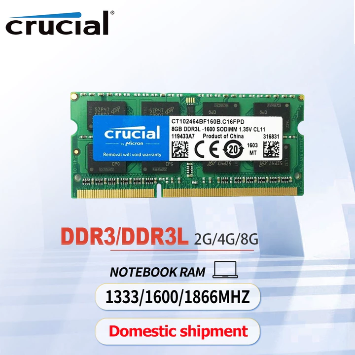 Laptop RAM DDR3 DDR3L 1333Mhz 1600 MHz 8gb 1.35V 1.5V PC3-12800S 204pins RAM SODIMM
