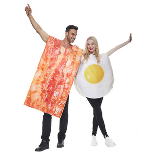 Người lớn vui nhộn thịt xông khói & trứng cặp đôi bộ trang phục nam bữa tiệc halloween đồ ăn ngon cosplay trang phục nam nữ biểu diễn sân khấu lạ mắt trang phục linh vật mới lạ ăn mặc