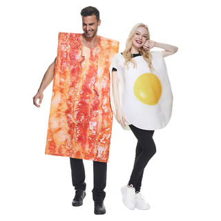 Người lớn vui nhộn thịt xông khói & trứng cặp đôi bộ trang phục nam bữa tiệc halloween đồ ăn ngon cosplay trang phục nam nữ biểu diễn sân khấu lạ mắt trang phục linh vật mới lạ ăn mặc