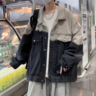 Áo khoác denim nam ESEA thời trang phong cách hồng kông retro phong cách hàn quốc áo khoác denim gradient cả nam và nữ đều có thể mặc