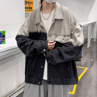 Áo khoác denim nam ESEA thời trang phong cách hồng kông retro phong cách hàn quốc áo khoác denim gradient cả nam và nữ đều có thể mặc