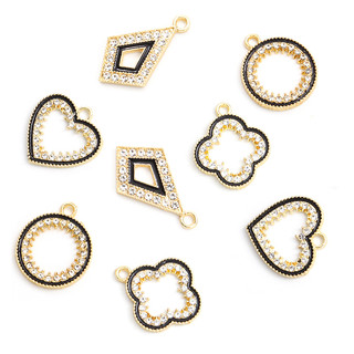 10 cái advanced sense geometry series crystal rhinestones men charms hollow heart & round & four-leaf clover & hình thoi mặt dây chuyền diy tính khí trang sức vòng cổ bông tai nguồn cung cấp