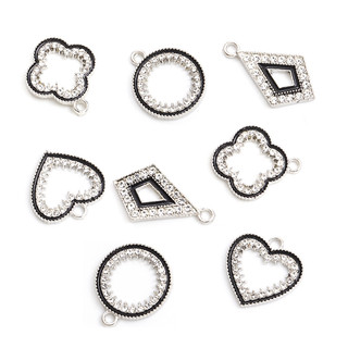 10 cái advanced sense geometry series crystal rhinestones men charms hollow heart & round & four-leaf clover & hình thoi mặt dây chuyền diy tính khí trang sức vòng cổ bông tai nguồn cung cấp
