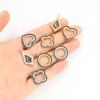 10 cái advanced sense geometry series crystal rhinestones men charms hollow heart & round & four-leaf clover & hình thoi mặt dây chuyền diy tính khí trang sức vòng cổ bông tai nguồn cung cấp