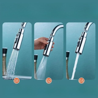 Đầu Nối Dài Vòi Nước Bồn Rửa Nhà Bếp Ba Chế Độ Tăng Cường Xoay Được Chống Văng Nước Đa Năng