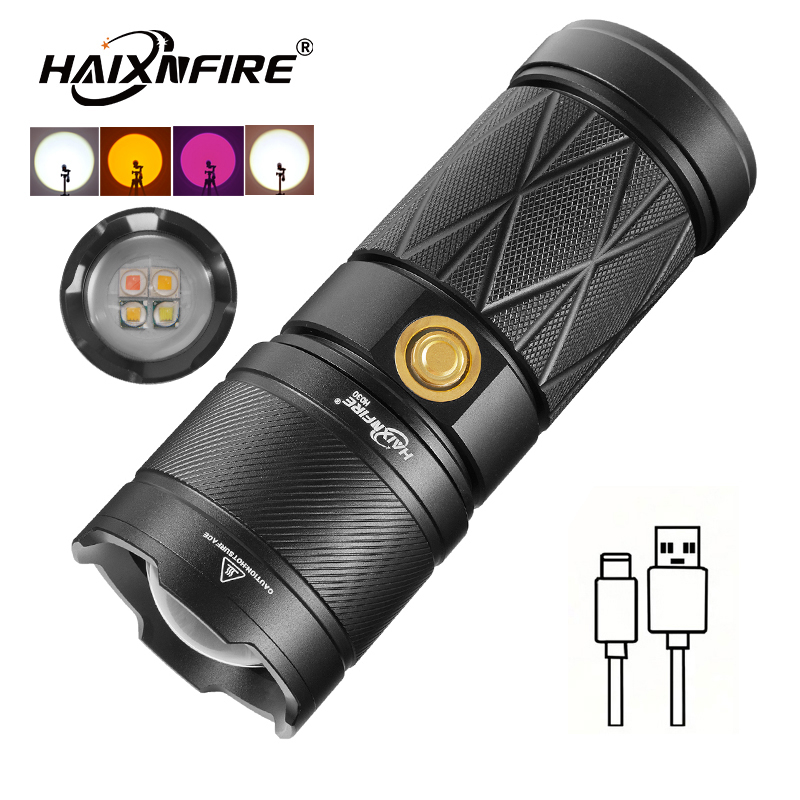 HaixnFire H030 chụp ảnh lấp đầy ánh sáng Type-C đèn pin sạc kính thiên văn zoom quad ánh sáng