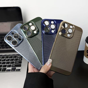 Ốp lưng điện thoại màu bạc vàng cho iphone lưới làm mát mạ điện (ốp lưng iphone 7 8 plus x xr xs max 11 12 13 14 pro max case ready cover)