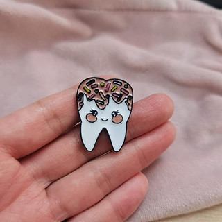 Dễ thương men răng trâm ghim cho phụ nữ cô gái thời trang unisex trang phục hoạt hình phù hiệu ghim ve áo khuôn viên trang phục phụ kiện trang sức y tế quà lưu niệm bác sĩ y tá tốt nghiệp studen