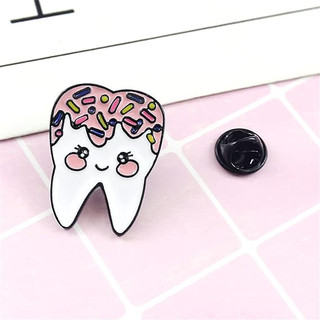 Dễ thương men răng trâm ghim cho phụ nữ cô gái thời trang unisex trang phục hoạt hình phù hiệu ghim ve áo khuôn viên trang phục phụ kiện trang sức y tế quà lưu niệm bác sĩ y tá tốt nghiệp studen