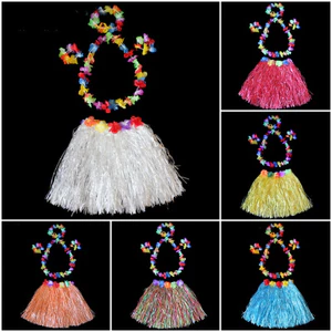 Qurorange 30cm Bộ Vòng Hoa Và Chân Váy Tua Rua Phong Cách Hawaii Cho Bé
