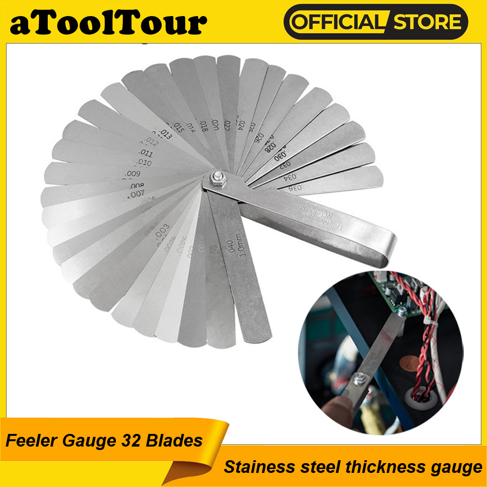 Độ dày feeler gauge 32 blades set metric sae straight tappet gap