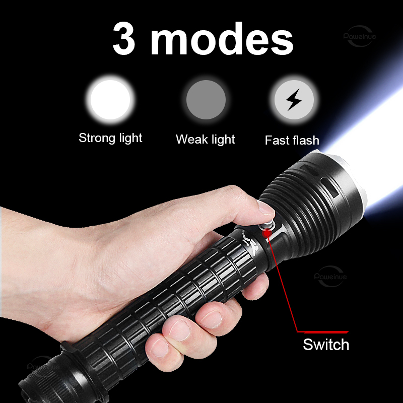 Đèn lặn Puteer D51 4000LM XHP70 LED, chống nước sâu 100m, dây đeo vai điều chỉnh, công suất 30W mạnh mẽ