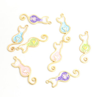 Kpop lovely clash of colors kitten styling enamel charms 10 cái cô gái đồ trang trí mặt dây mèo dễ thương tự làm vòng cổ vòng đeo tay bông tai dầu nhỏ giọt phụ kiện hợp kim