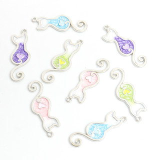 Kpop lovely clash of colors kitten styling enamel charms 10 cái cô gái đồ trang trí mặt dây mèo dễ thương tự làm vòng cổ vòng đeo tay bông tai dầu nhỏ giọt phụ kiện hợp kim