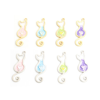 Kpop lovely clash of colors kitten styling enamel charms 10 cái cô gái đồ trang trí mặt dây mèo dễ thương tự làm vòng cổ vòng đeo tay bông tai dầu nhỏ giọt phụ kiện hợp kim