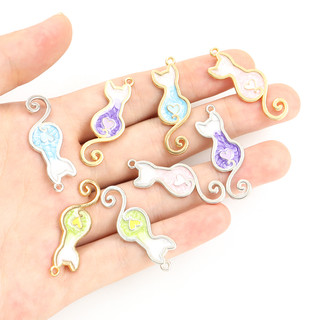 Kpop lovely clash of colors kitten styling enamel charms 10 cái cô gái đồ trang trí mặt dây mèo dễ thương tự làm vòng cổ vòng đeo tay bông tai dầu nhỏ giọt phụ kiện hợp kim