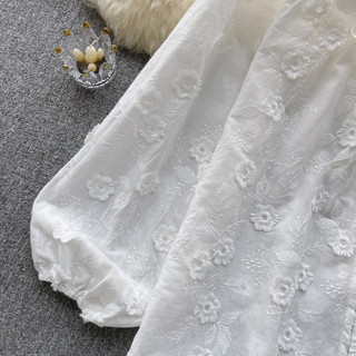 Phong Cách Hàn Quốc Nữ Nữ Thêu Rời Hoa Đèn Lồng Áo Sơ Mi Tay Dài Áo Baju Baju Wanita Lengan Panjang Hàng Mới Sẵn Có