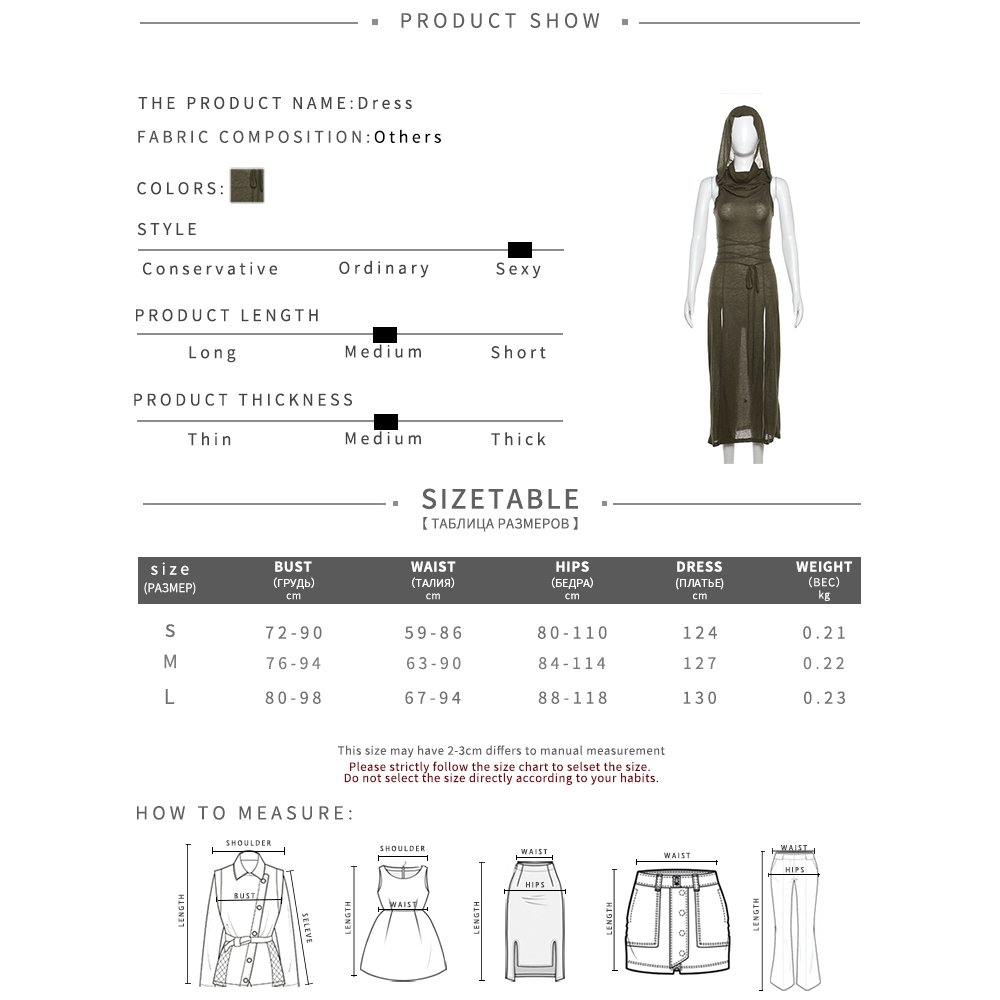 Cutenew vintage sexy women hollow-out design high split không tay có mũ trùm đầu váy maxi mỏng đơn giản váy dệt kim trơn