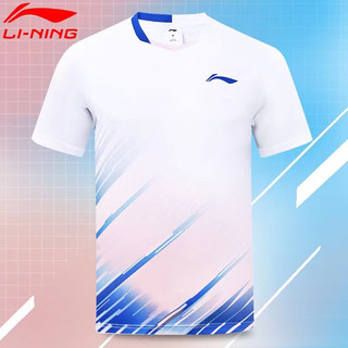 Li ning's cầu lông mới tay ngắn sấy nhanh và thoáng khí áo thể thao cho nam và nữ thi đấu bóng bàn dành cho trẻ em áo tập luyện