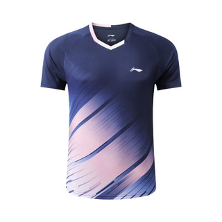 Li ning's cầu lông mới tay ngắn sấy nhanh và thoáng khí áo thể thao cho nam và nữ thi đấu bóng bàn dành cho trẻ em áo tập luyện