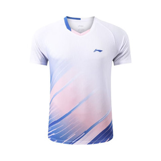 Li ning's cầu lông mới tay ngắn sấy nhanh và thoáng khí áo thể thao cho nam và nữ thi đấu bóng bàn dành cho trẻ em áo tập luyện
