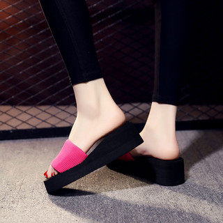 Flip-Flops Nữ Mùa Hè Mặc Ngoài Đế Dày Đen Trắng Chống Trơn Trượt Nêm Dép Dép Niche Phù Hợp Với
