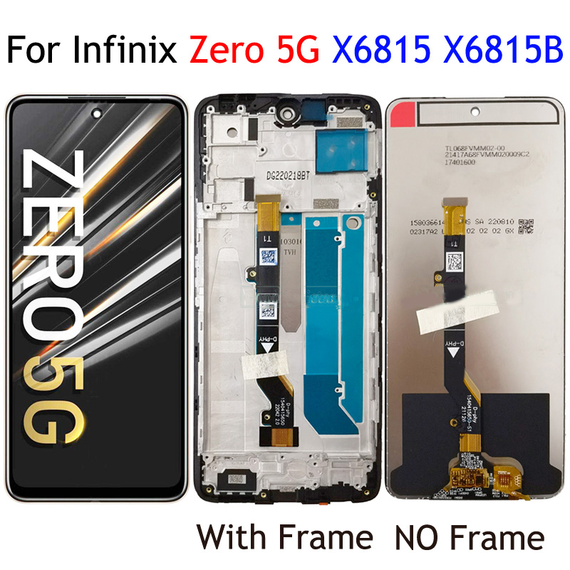Thử nghiệm cho Infinix Zero 5G X6815 Màn hình LCD Bộ số hóa màn hình cảm ứng X6815B Bộ phận thay thế sửa chữa LCD có khung