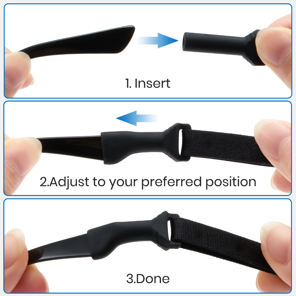 Cyuxs fashion sports glasses non-slip rope có thể điều chỉnh dây đeo cố định kính chân chống trượt chất liệu nylon + silicone 7801z23
