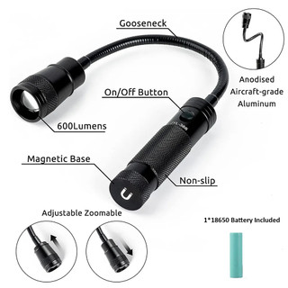Đèn Pin LED Cổ Ngỗng Linh Hoạt Siêu Sáng Kèm Đế Nam Châm Có Thể Điều Chỉnh Hỗ Trợ Nướng BBQ