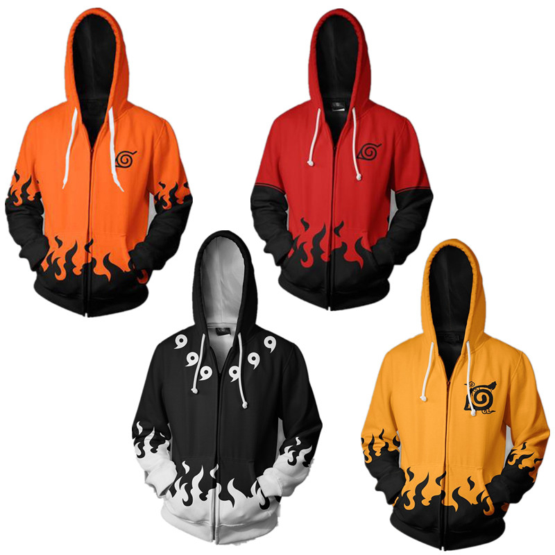 Naruto Dây Kéo Áo Khoác unisex Áo Len Anime Áo Khoác
