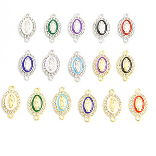 Thạch sáng bóng dát saint virgin mary men kết nối 10 cái hình bầu dục phụ kiện trang sức tôn giáo cho tự làm vòng cổ vòng tay bông tai bùa hộ mệnh