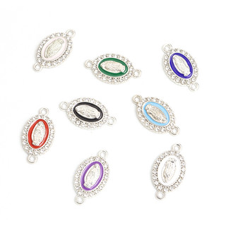 Thạch sáng bóng dát saint virgin mary men kết nối 10 cái hình bầu dục phụ kiện trang sức tôn giáo cho tự làm vòng cổ vòng tay bông tai bùa hộ mệnh