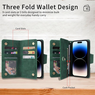 Dành Cho iphone 12 13 Mini 14 Plus Pro Max Ốp Lưng Lật Khe Cắm Thẻ Đứng Dây Kéo Da Ví Bao Da