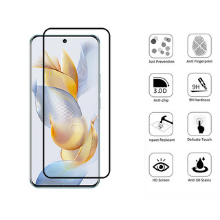 Kính cường lực bảo vệ màn hình honor 90 5g cho honor 90 70 50 10 pro plus lite 4g 5g phim dán kính đầy đủ + bảo vệ kính ống kính máy ảnh + phim sợi carbon