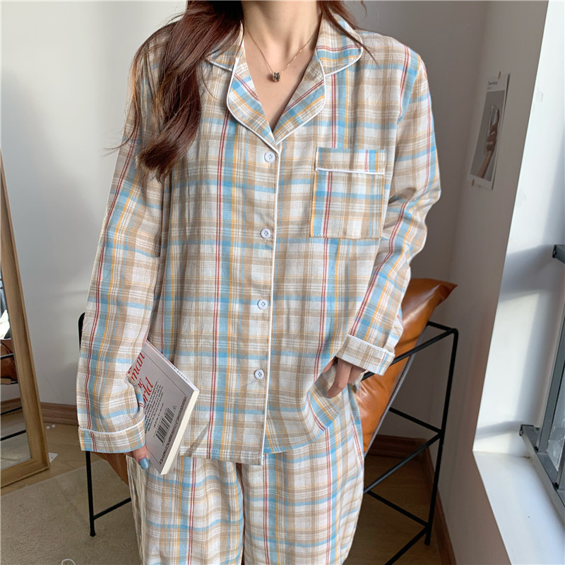 Váy Ngủ	Pyjama Bộ Đồ Ngủ Mặc Nhà Kẻ Sọc Thời Trang Xuân Thu Cho Nữ [luyoo32]