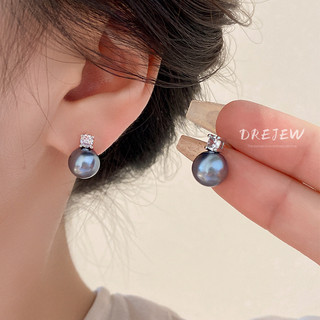 DREJEW Khuyên Tai Mạ Bạc 925 Đính Ngọc Trai Phong Cách Pháp Cổ Điển Thời Trang Cho Nữ