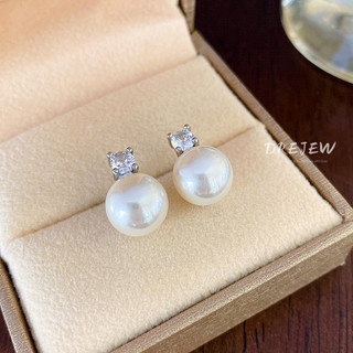 DREJEW Khuyên Tai Mạ Bạc 925 Đính Ngọc Trai Phong Cách Pháp Cổ Điển Thời Trang Cho Nữ