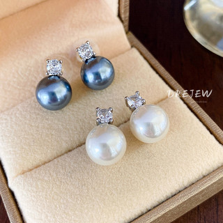 DREJEW Khuyên Tai Mạ Bạc 925 Đính Ngọc Trai Phong Cách Pháp Cổ Điển Thời Trang Cho Nữ