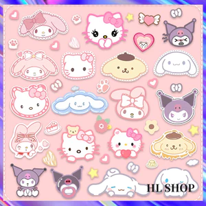HL Kuromi Sanrio hoạt hình dán chống nước trang trí xe máy, điện thoại, Kitty, chó tai lớn