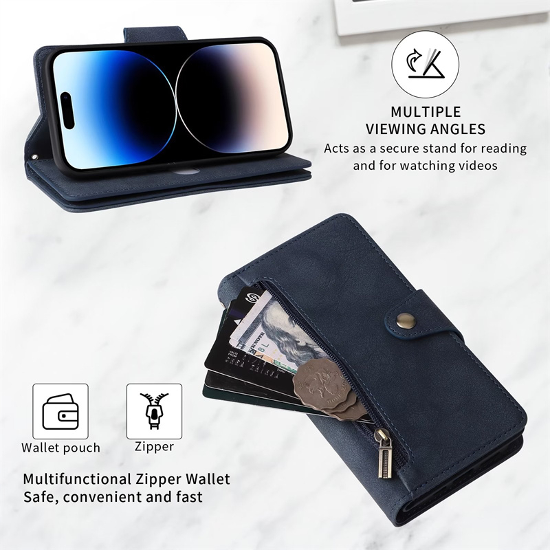 Vỏ Dây Kéo Cho Samsung Galaxy S20 S21 + Plus Lite Ultra S20fe S21fe Sang Trọng Mờ Ví Da Pu Khe Cắm Thẻ Flip Case Đứng Bìa Mềm