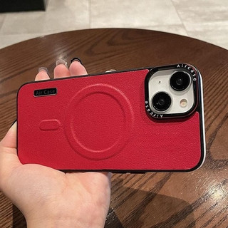 Bao điện thoại da nam châm màu đỏ cao cấp thích hợp cho iPhone 11 12 Pro max chống rơi 13 14Promax chống mồ hôi và chống bụi case iphone
