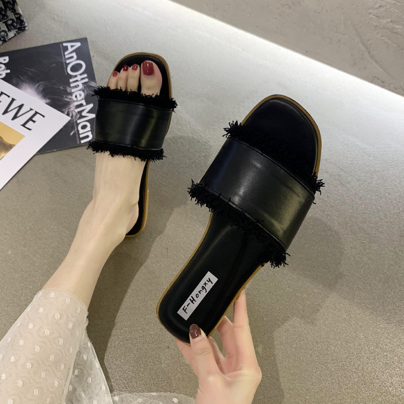 Dép Nữ Đế Bằng Phối Tua Rua Mỏng Thời Trang Thu Đông Hàn Quốc 2025 Cho Nữ Size 35-41
