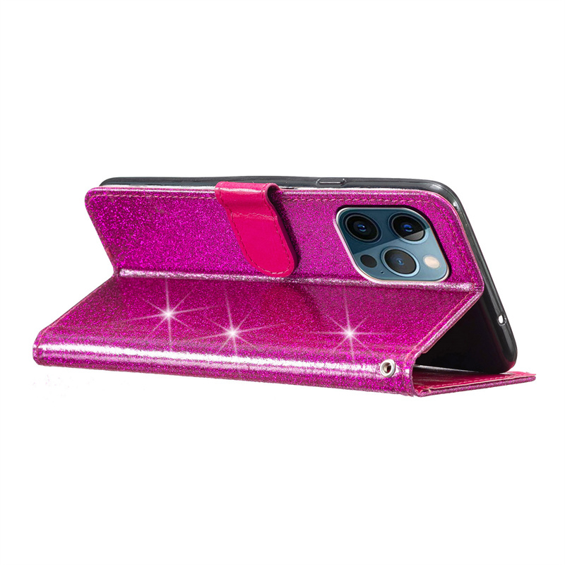 Ốp Điện Thoại Da Cho Iphone 12 13 Mini Pro Max Bling Lấp Lánh Mềm Chống Sốc Flip Case Cover