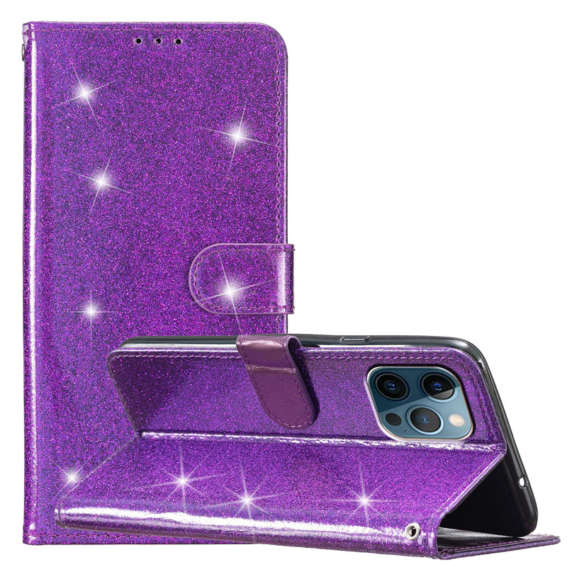 Dành Cho iphone 14 15 Plus Pro Max Flip Stand Case Cover PU Lấp Lánh Ví Da Khe Cắm Thẻ Vỏ Điện Thoại