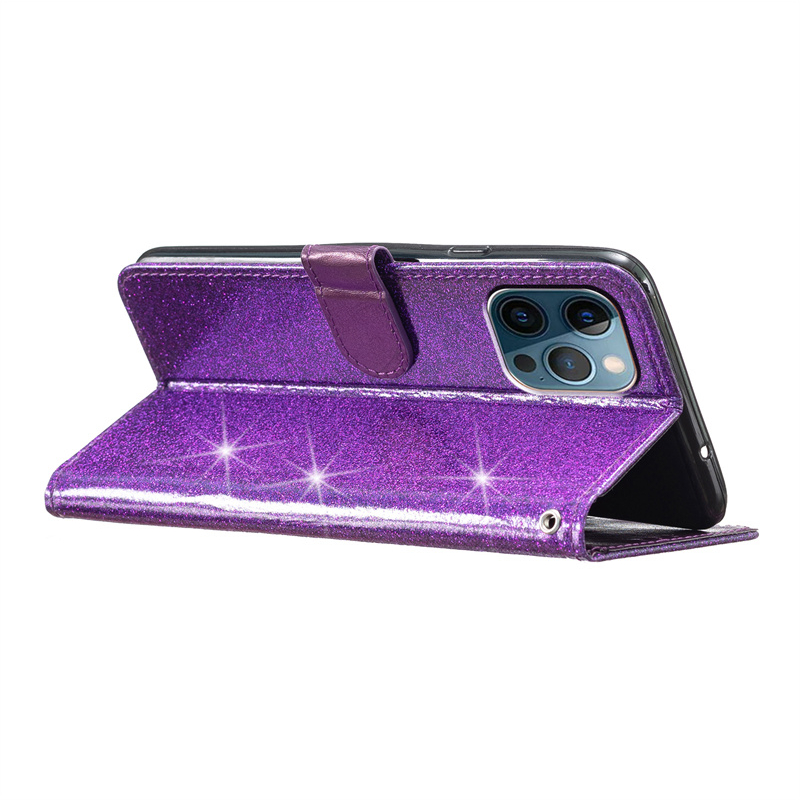 Dành Cho iphone 14 15 Plus Pro Max Flip Stand Case Cover PU Lấp Lánh Ví Da Khe Cắm Thẻ Vỏ Điện Thoại