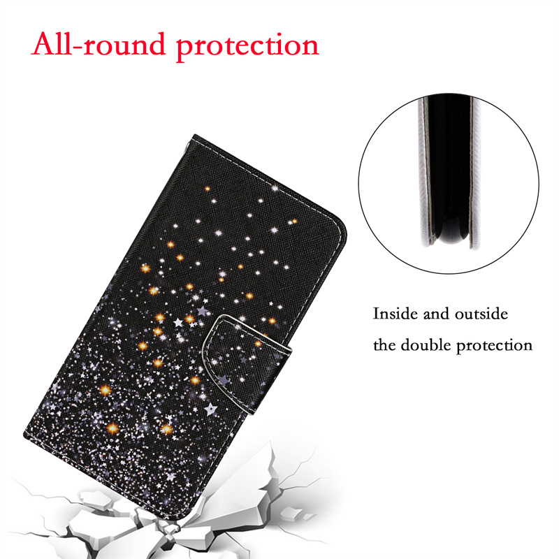 Dành Cho iphone 11 Pro 6 6s 7 8 Plus X Xr Xs Max Se 2 3 2020 Flip Case Da Họa Tiết Hoạt Hình Tranh Bỏ Túi Khe Cắm Thẻ Ví Đựng