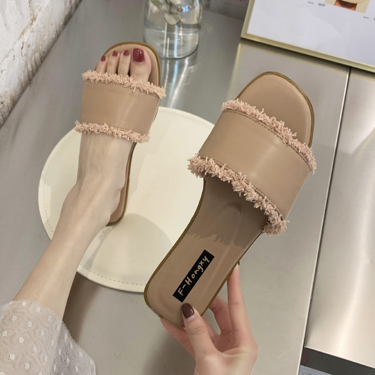 Dép Nữ Đế Bằng Phối Tua Rua Mỏng Thời Trang Thu Đông Hàn Quốc 2025 Cho Nữ Size 35-41
