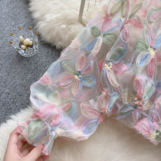 Áo Sơ Mi Tay Dài Phồng Trễ Vai In Họa Tiết Hoa Phong Cách Hàn Quốc Thời Trang Cho Nữ baju baju wanita Lenan panjang Hàng Mới Có Sẵn