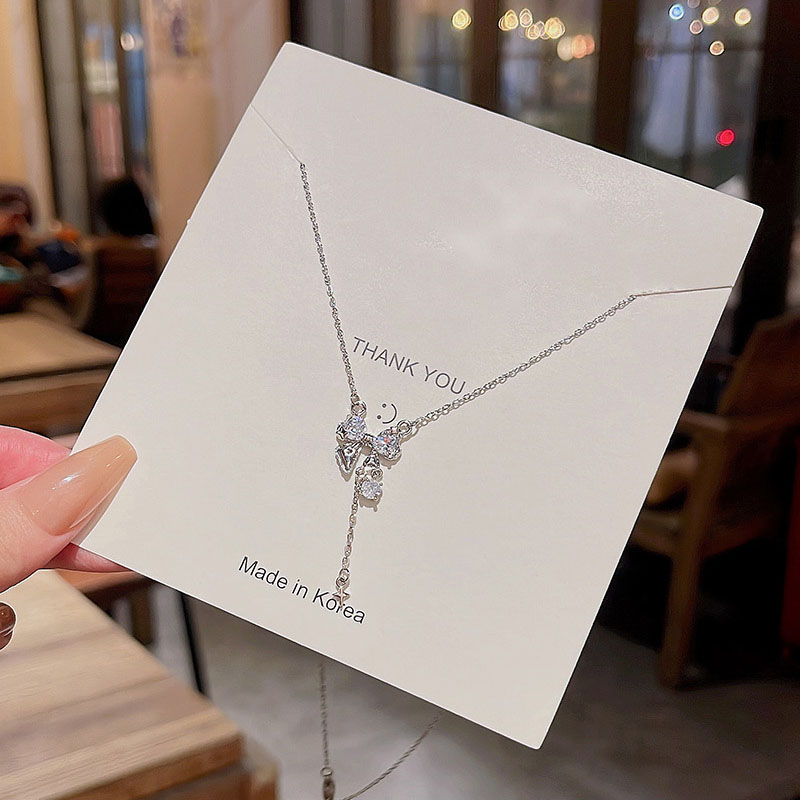 Dây Chuyền Dài Mặt Nơ Đính Đá zircon Tinh Tế