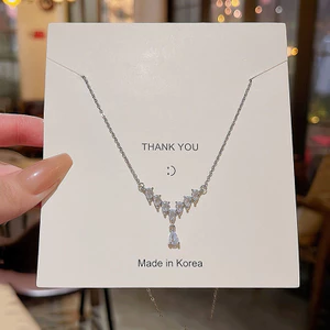 Mới Vòng Cổ choker Bằng Thép Titan Mặt Hình Giọt Nước Đính Đá zircon Thời Trang Cho Nữ